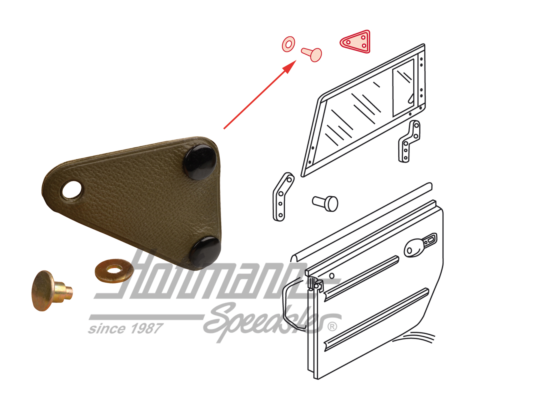 Rabat de fermeture, fenêtre amovible, latérale, droite | 181 837 822  61S | 080-2670-02